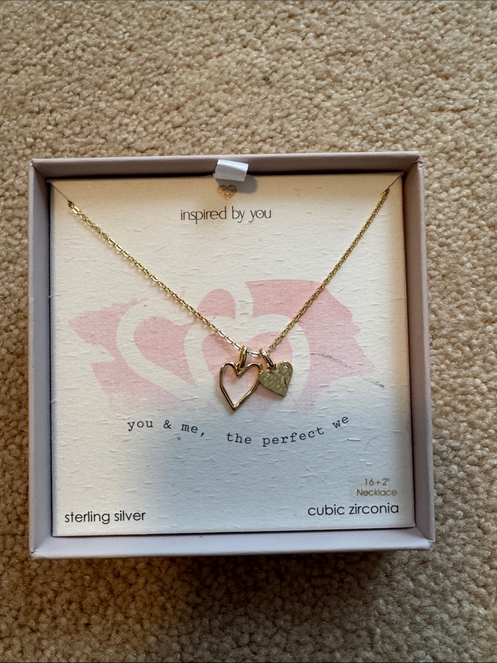Gold Heart Pendant Necklace - Two Heart Charms